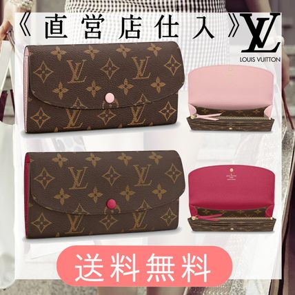 Louis Vuitton PORTEFEUILLE EMILIE Monogram Leather Folding Wallet Logo Long Wallets M61289 M60697 