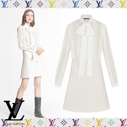 Louis Vuitton 2020 21AW Lace And Pleat A Line Dress 1A83SW 