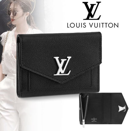 Louis Vuitton LOCKME 2019 20AW Unisex Calfskin Plain Leather Folding Wallet Logo 