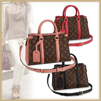 Louis Vuitton Monogram Blended Fabrics 2WAY Leather Office Style Totes 