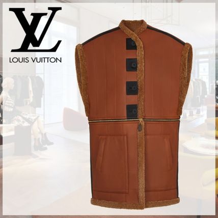 Louis Vuitton Short Bi color Plain Leather Medium Biker Jackets 