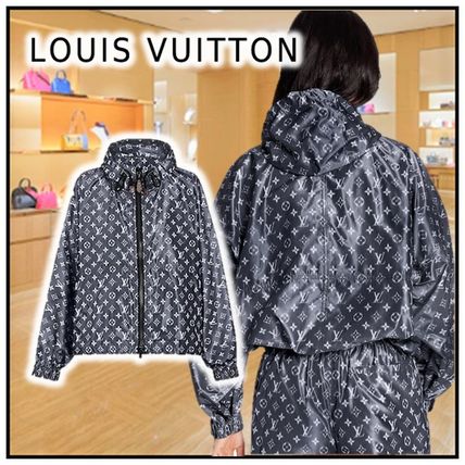 Louis Vuitton BLURRY MONOGRAM HOODED PARKA navy hoodies  sweatshirts 1A6191 