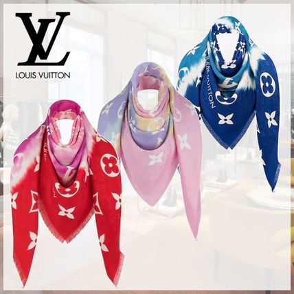 Louis Vuitton MONOGRAM Monogram Wool Silk Blended Fabrics Knit  Fur Scarves 