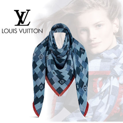 Louis Vuitton 2020 SS Monogram Denim Check Shawl M76159 