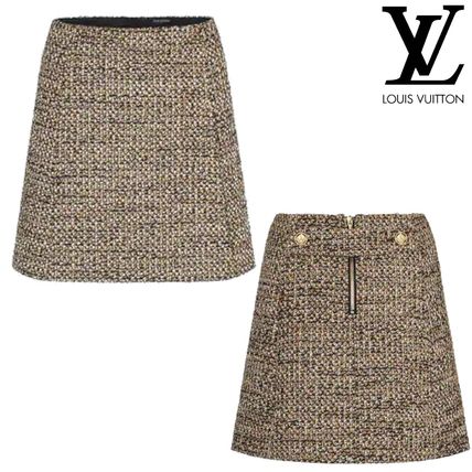 Louis Vuitton 2020 21AW Short Wool Silk Tweed Nylon Mini Skirts 1A83YQ 