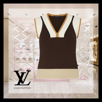 Louis Vuitton 2020 SS Wool Sleeveless V Neck Plain Medium Logo Tanks  Camisoles 1A7UB6 