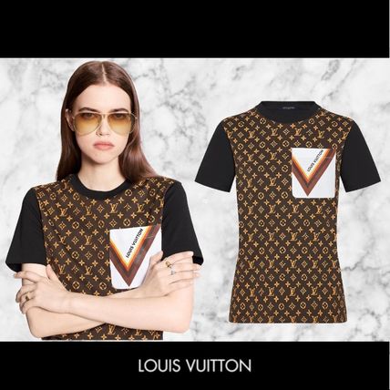 Louis Vuitton 2020 21AW Crew Neck Short Monogram Plain Cotton Short Sleeves Cropped 