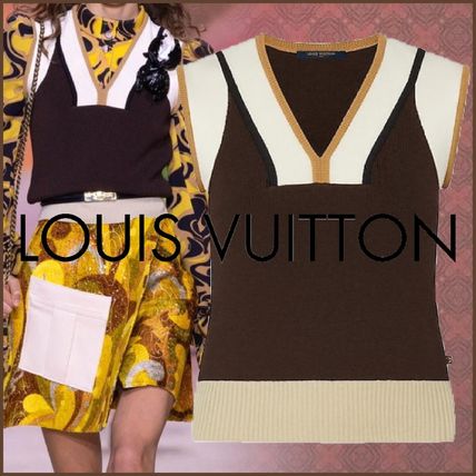 Louis Vuitton 2020 SS Short Wool Blended Fabrics Sleeveless V Neck Bi color 1A7UB7 