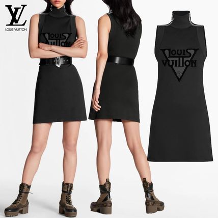 Louis Vuitton Short Casual Style Cotton Elegant Style Logo Dresses 