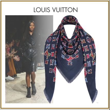 Louis Vuitton MONOGRAM 2020 Cruise Monogram Wool Silk Blended Fabrics Street Style Fringes 