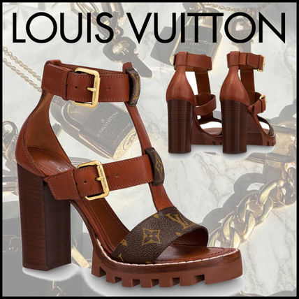 Louis Vuitton 2020 SS Monogram Open Toe Casual Style Plain Leather Elegant Style 1A662J 
