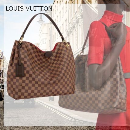 Louis Vuitton DAMIER AZUR 2020 SS Gingham Casual Style Calfskin Canvas A4 Leather Office Style N44045 