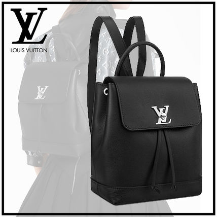 Louis Vuitton LOCKME Casual Style Plain Leather Logo Backpacks M41815 