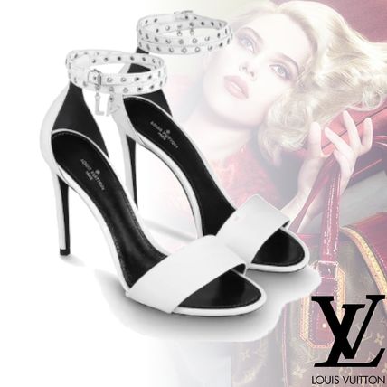 Louis Vuitton 2020 SS Open Toe Plain Leather Pin Heels Elegant Style 
