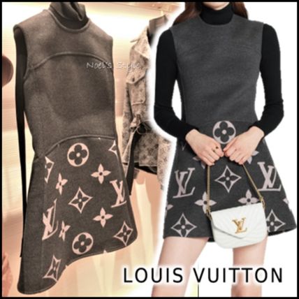 Louis Vuitton 2020 21AW 2020 21 AW SLEEVELESS A LINE DRESS IN WOOL SILK BLEND gray 1A82LC 