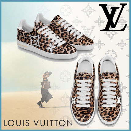 Louis Vuitton 2020 SS Leopard Patterns Round Toe Rubber Sole Casual Style Leather 1A5NQF 