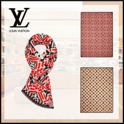 Louis Vuitton 2020 21AW Monogram Wool Knit  Fur Scarves M76485 M76484 