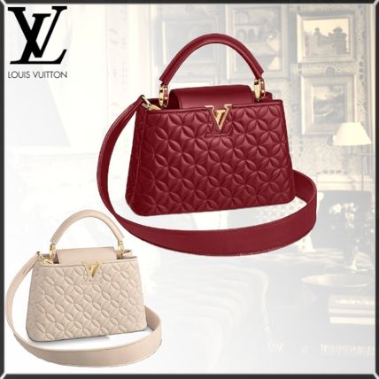 Louis Vuitton CAPUCINES Canvas Leather Handbags M55360 