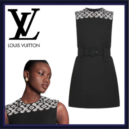 Louis Vuitton 2020 21AW Sleeveless Black Mini Dress With Monogram Embroidery 1A82UC 