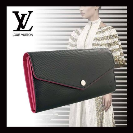 Louis Vuitton PORTEFEUILLE SARAH Leather Folding Wallet Logo Long Wallets 