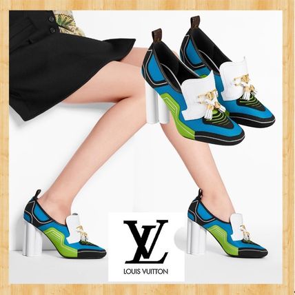 Louis Vuitton 2020 SS Plain Toe Bi color Leather Block Heels Party Style 1A7U8L 1A7U8M 