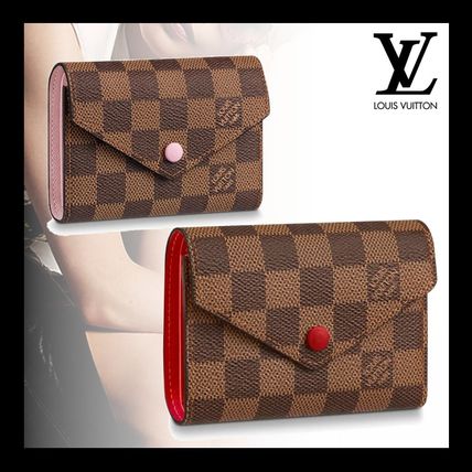 Louis Vuitton DAMIER Unisex Calfskin Plain Leather Folding Wallet Small Wallet 