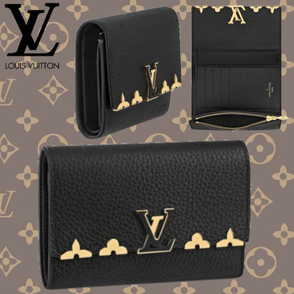 Louis Vuitton CAPUCINES 2020 SS Plain Leather Logo Folding Wallets 