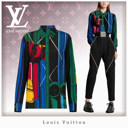 Louis Vuitton 2019 20AW Stripes Silk Long Sleeves Shirts  Blouses 1A5R43 1A5R42 1A5R41 1A5R40 1A5R3Z 