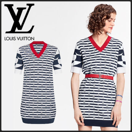 Louis Vuitton MONOGRAM 2020 SS Short Stripes Monogram Casual Style Tight Wool Silk Nylon 