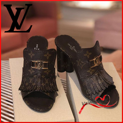 Louis Vuitton MONOGRAM 2020 SS Monogram Open Toe Mules Logo Heeled Sandals 1A8659 