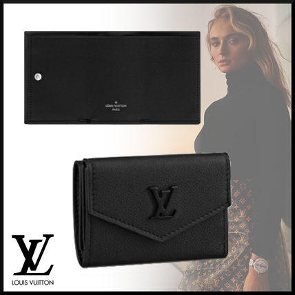 Louis Vuitton LOCKME Unisex Plain Leather Folding Wallet Small Wallet Logo M68787 