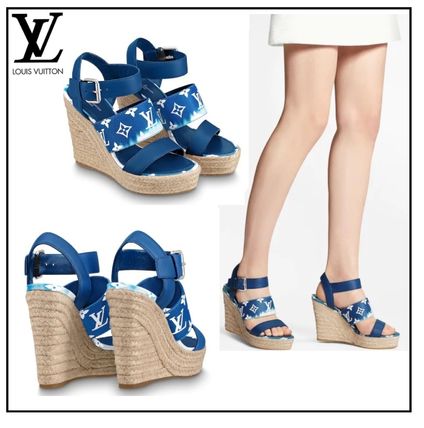 Louis Vuitton Monogram Open Toe Casual Style Leather Logo 