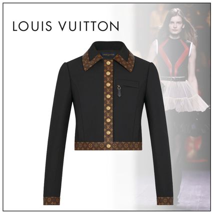 Louis Vuitton 2020 21AW Black Cropped Jacket With Monogram Trim 1A82Z6 
