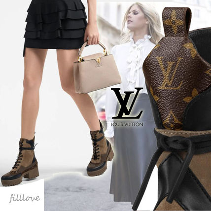 Louis Vuitton 2020 SS Monogram Lace up Casual Style Suede Blended Fabrics Plain 