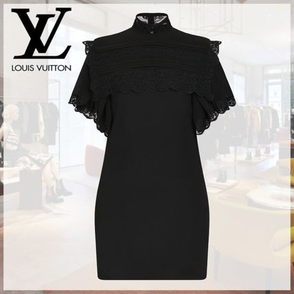 Louis Vuitton Short Casual Style Tight Silk Plain Short Sleeves 