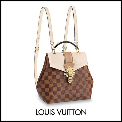 Louis Vuitton DAMIER Casual Style 2WAY Leather Logo Backpacks 