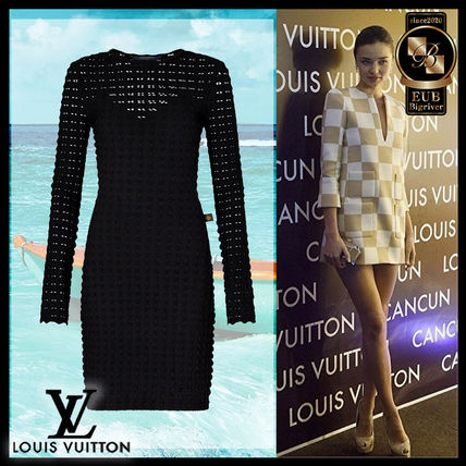 Louis Vuitton Short Casual Style Long Sleeves Lace Elegant Style Dresses 