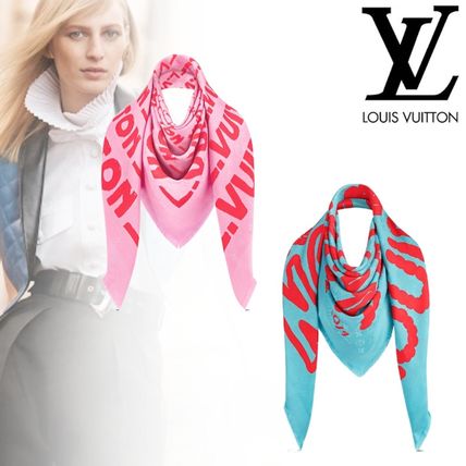Louis Vuitton 2019 20AW Jonas Wood X Louis Vuitton Logo Shawl M76056 M76055 