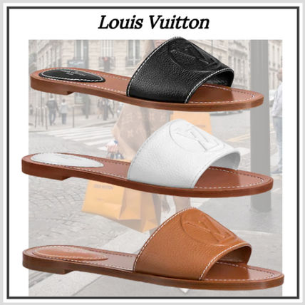 Louis Vuitton 2020 SS Open Toe Unisex Leather Party Style Mules Logo Sandals 1A8759 1A873L 1A874F 