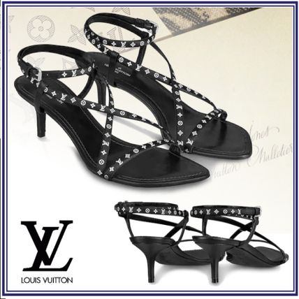 Louis Vuitton 2020 21AW Open Toe Plain Leather Pin Heels Elegant Style Logo 