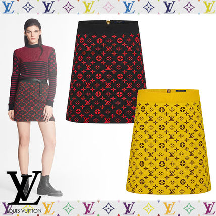 Louis Vuitton 2020 21AW Flared Skirts Short Monogram Wool Silk Plain Cotton 1A8382 1A8389 