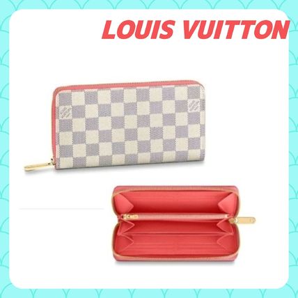 Louis Vuitton DAMIER AZUR 2020 SS Monogram Unisex Canvas Bi color Plain Leather Long Wallet 