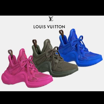 Louis Vuitton Rubber Sole Casual Style Khaki Logo Low Top Sneakers 