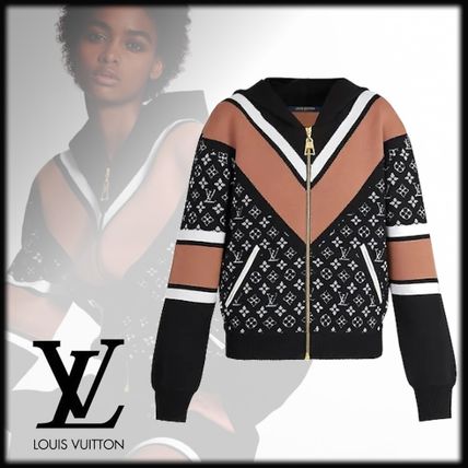 Louis Vuitton MONOGRAM 2020 Cruise Long Sleeved Jacquard Zip Up Knit Hoodie 1A61M0 