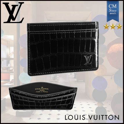 Louis Vuitton 2020 SS Unisex Crocodile Leather Logo Card Holders 