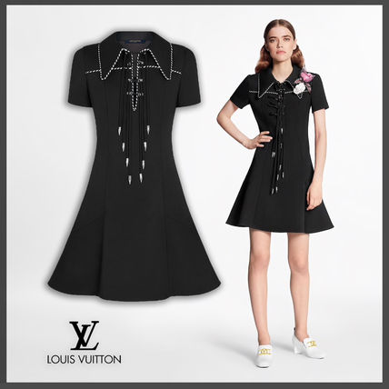 Louis Vuitton 2020 SS Short A line Wool Silk Blended Fabrics Bi color Plain 