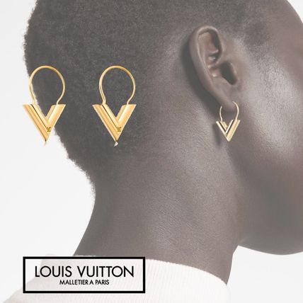 Louis Vuitton V Elegant Style Earrings M61088 