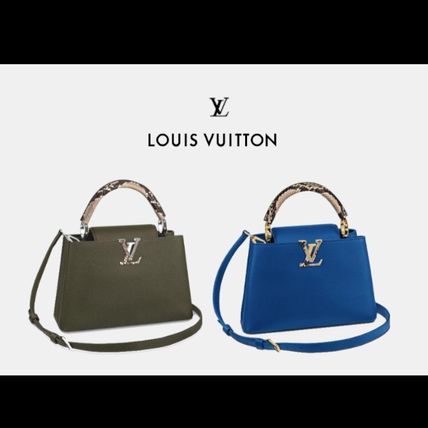 Louis Vuitton CAPUCINES 2020 SS Casual Style 2WAY Leather Python Elegant Style Khaki 