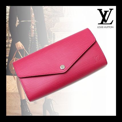 Louis Vuitton PORTEFEUILLE SARAH Unisex Calfskin Plain Leather Logo Long Wallets 