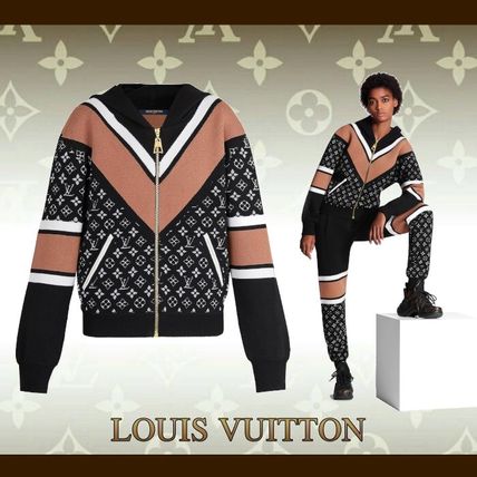 Louis Vuitton MONOGRAM 2020 SS Long Sleeved Jacquard Zip Up Knit Hoodie 1A61M4 1A61M3 1A61M2 1A61M1 1A61M0 1A61LZ 